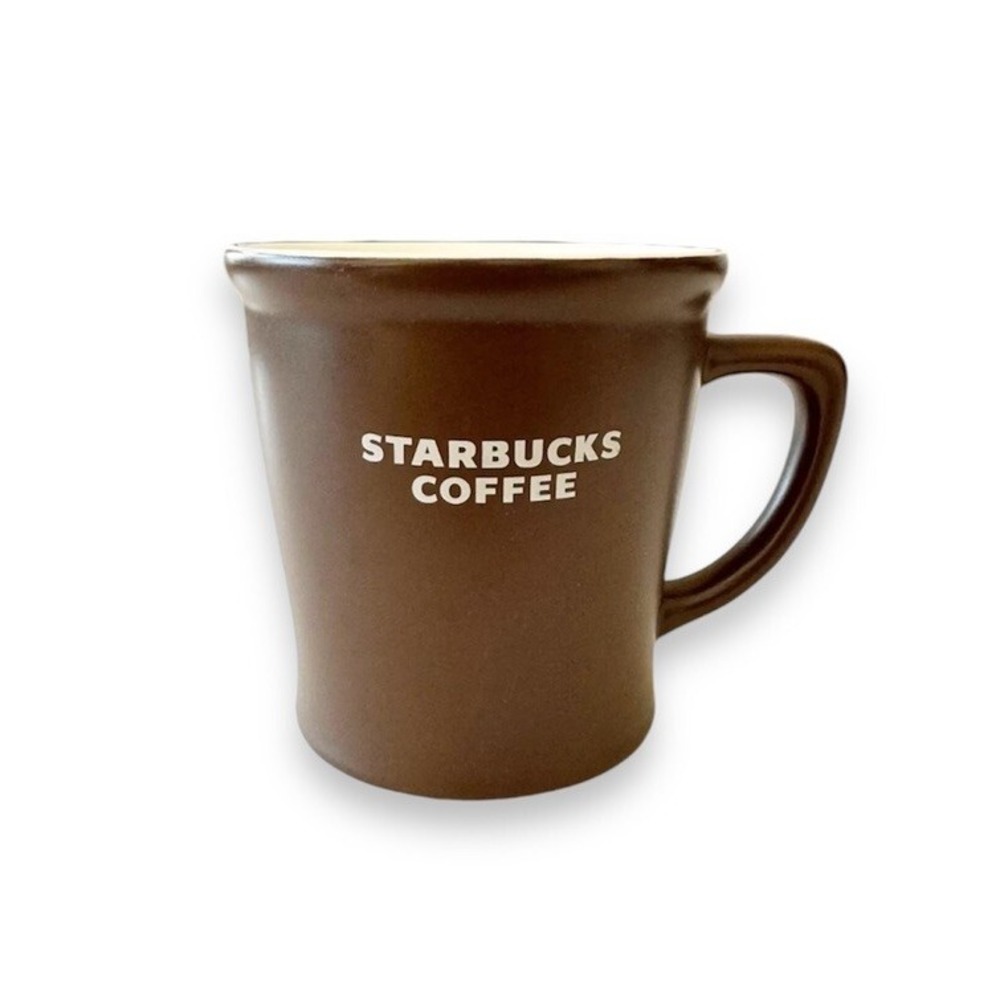 STARBUCKS COFFEE MUG 2008 Chocolate Brown/White Lettering 16 Ounce Oversized Cup
